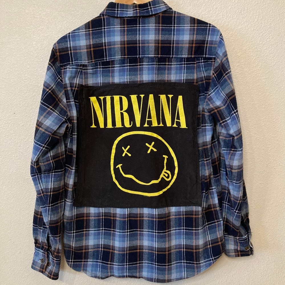 Upcycled Nirvana flannel shirt
